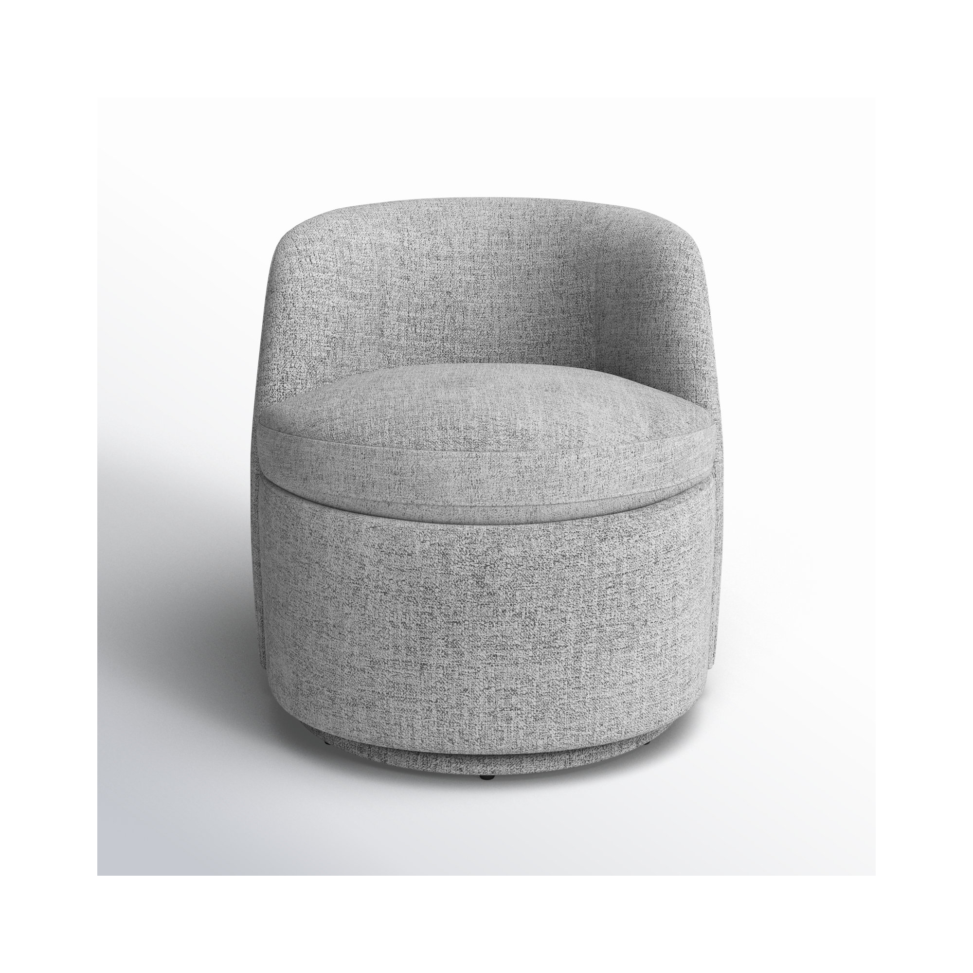 Estes Upholstered Swivel Barrel Chair, Nathan Gray Performance Tweed