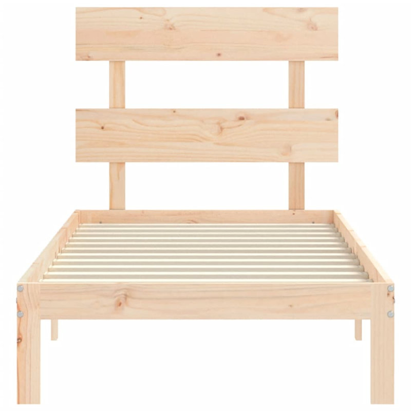 Bed Frame with Headboard, Natural, European Single (90 x 200cm)