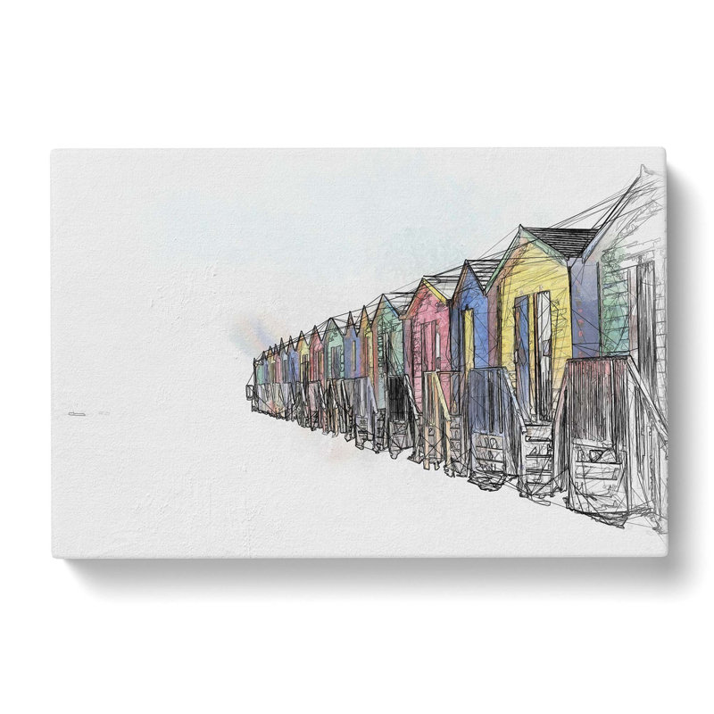 Beach Huts in Cape Town - Wall Art, 60cm H x 91cm W x 3cm D, Wrapped Canvas