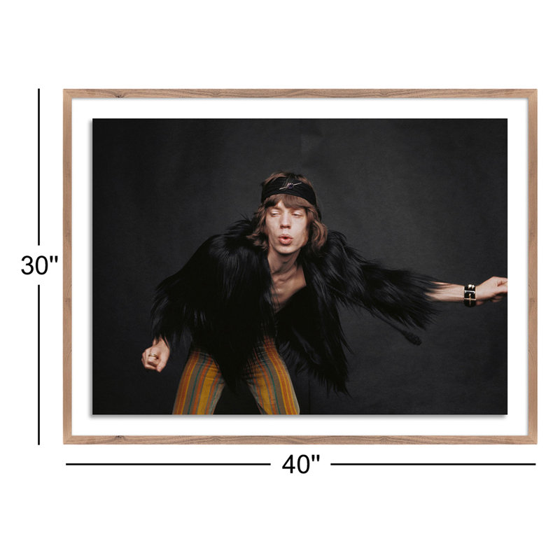 Rolling Stones Singer Print by Getty Images, 30" H x 40" W, Dark Brown Framed