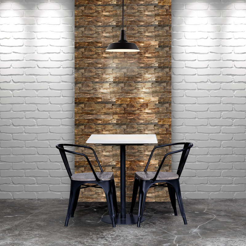 Natural Reclaimed Boat Wood Mosaic Wall Tile, 24-in x 12-in