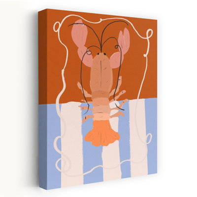«Lobster Delight Playful Lobster Coastal», art mural