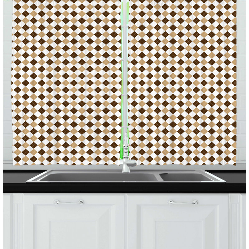 Geometric Ruffled Kitchen Curtain