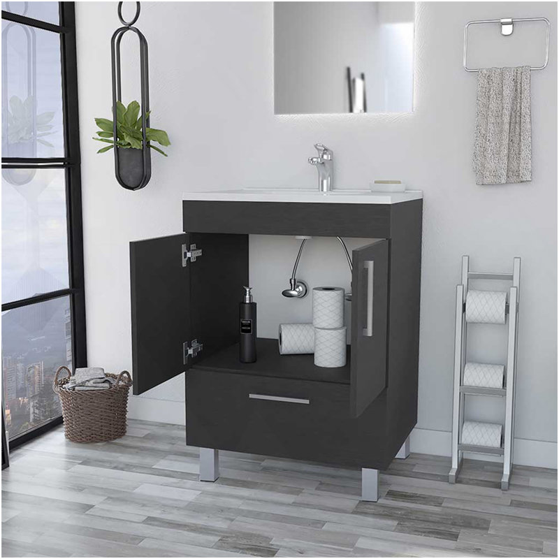 Meuble-lavabo simple Mayora, noir, Noir