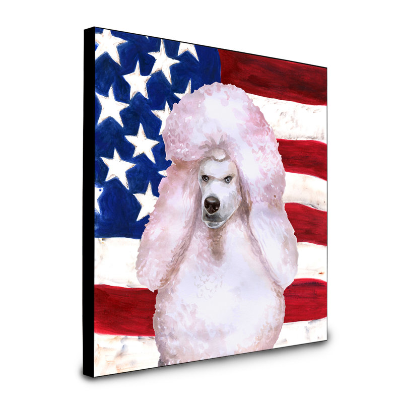 Panneau mural patriotique art Double Down, Caniche standard