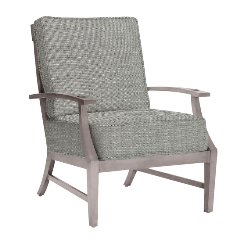 Croquet Patio Chair with Cushions, Rollo Silver InsideOut® Linen, Welt, Oyster