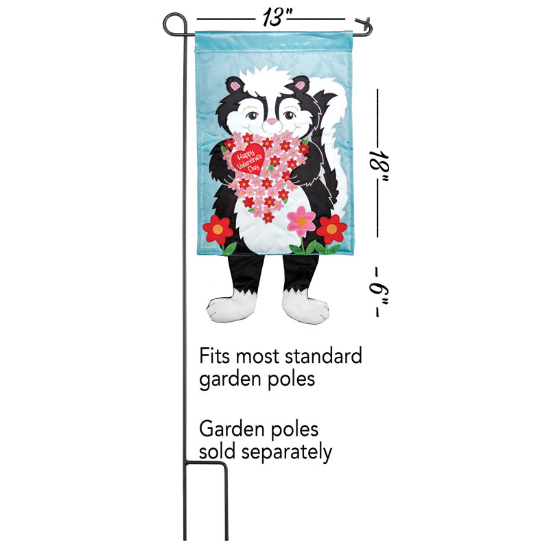 Drapeau de jardin 24 po x 13 po en polyester pour la Saint-Valentin