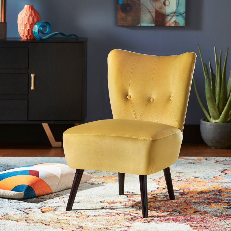 Dechane 22.5" Modern & Contemporary Accent Chair with Velvet Fabric Upholstery, Button-Tufted Back, Foam Over Pocket Coils