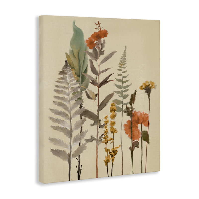 Toile d'automne botaniques et fougères, conception par Elizabeth Medley, H 30 po x l 24 po