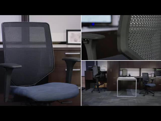 Midnight Black Mesh Adjustable Task Chair with Swivel Arms
