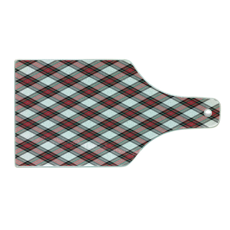 Multicolor Tartan Tempered Glass Rectangular Cutting Board