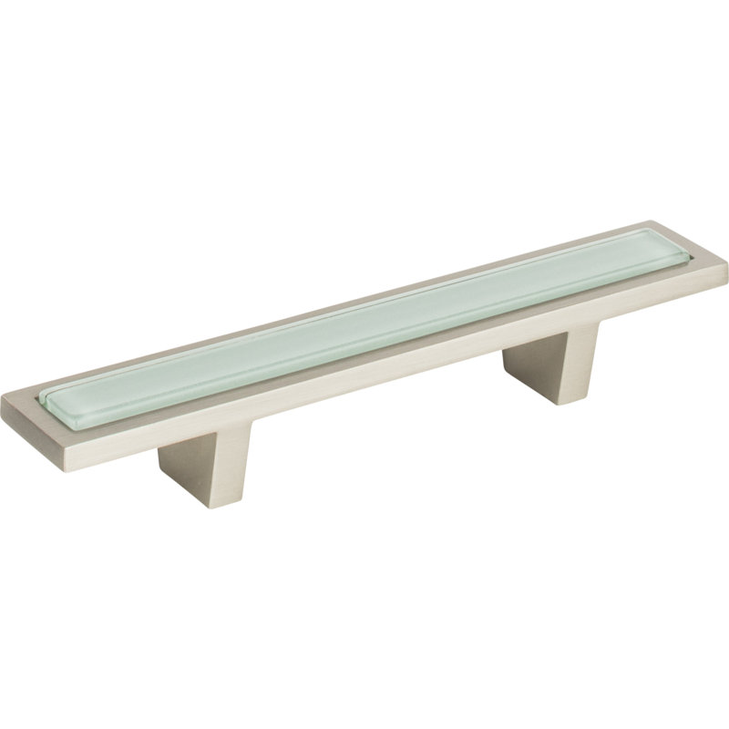 Spa 3" Center to Center Bar Pull, Brushed Nickel/Green