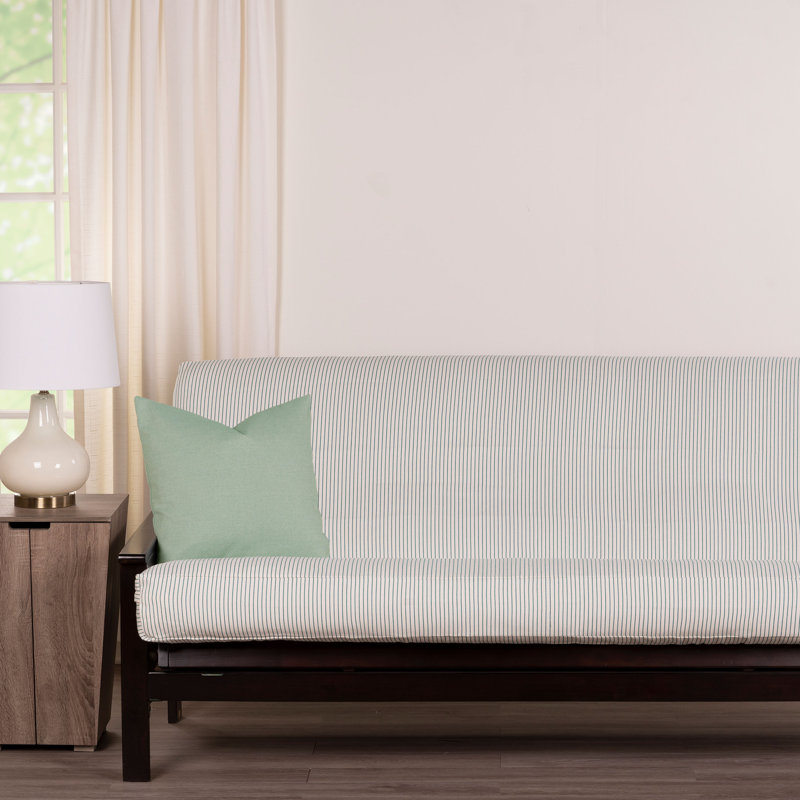 Navigator Stripe Box Cushion Futon Cover, Seafoam