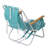 Mint Green White Striped Aluminum Folding Beach Chair, Adjustable Reclining Outdoor Sand Lounge Chair With Wooden Armrest, Side Drink Pocket & Detachable Headrest, Portable Lawn Chair For Beach Pool Patio Camping-129861073