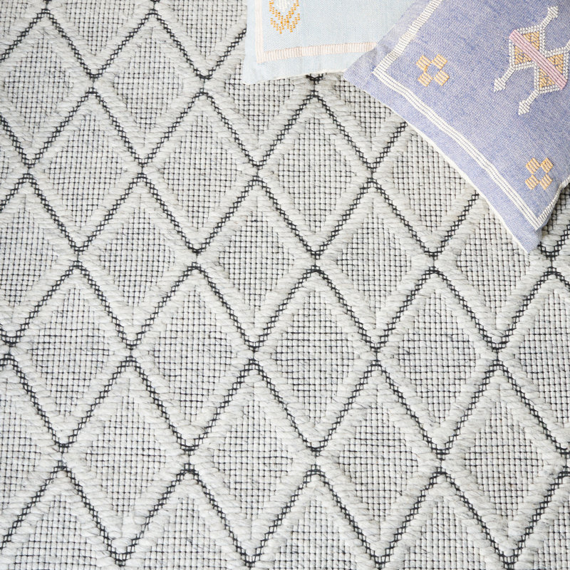 Marbella Hand Woven Wool And Cotton With Latex Geometric Rug, Rectangle 5' x 8'