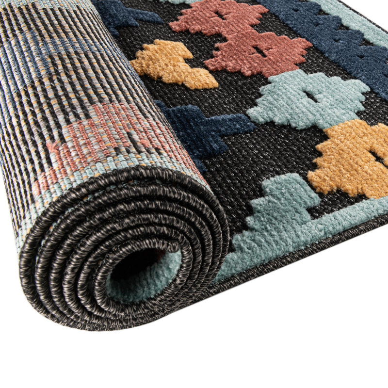 Haynie Indoor/Outdoor Rug Charcoal, Rectangle 5'3" x 8'