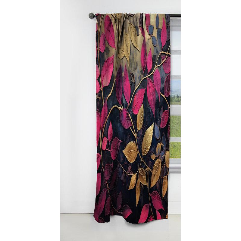 Freddie - Rideau à feuilles - Rideau occultant à motif floral - 1 panneau, L 52 po x L 120 po