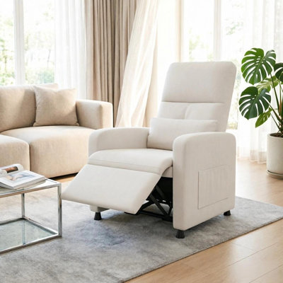 Fauteuil inclinable électrique avec massage et chaleur, ports USB, soutien lombaire, siège rembourré, blanc