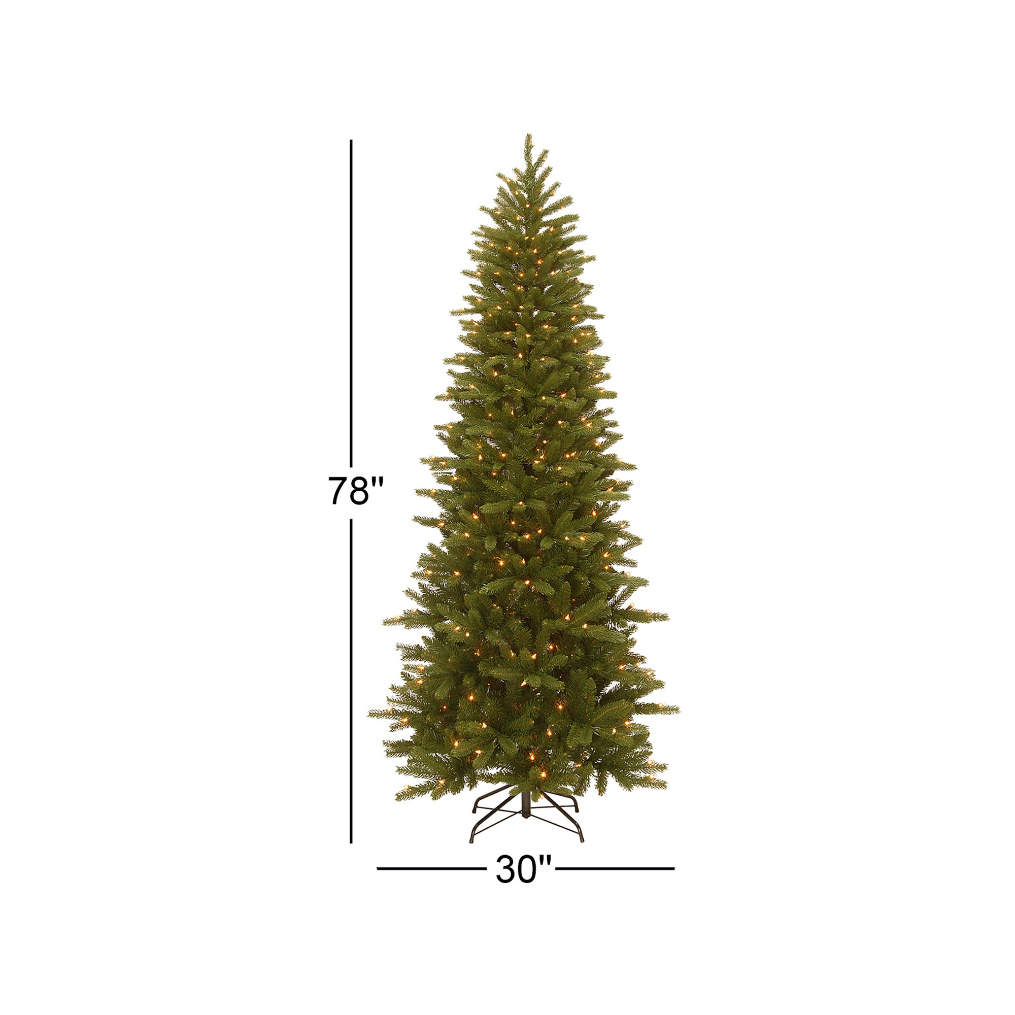 The Holiday Aisle® Grande Fir Pencil Slim Tree with Clear Lights, 6.5'