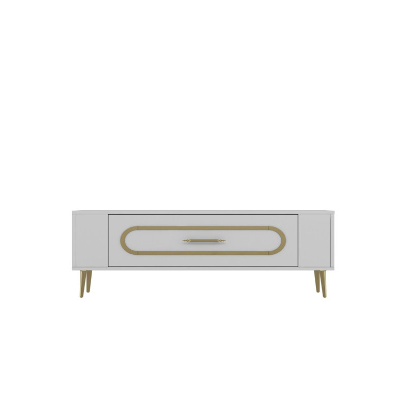 Olivia Unfinished TV Stand, 120cm, White/Gold