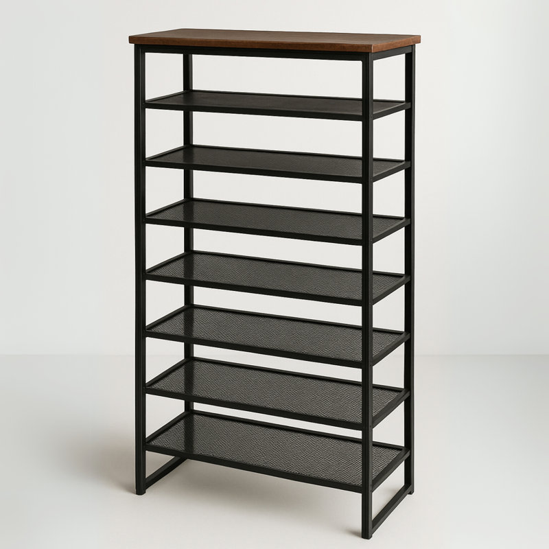 25 Pair Shoe Rack 8 Tier Industrial Rustic Brown Hallway Furniture
