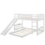 Lit simple superposé au-dessus d'un lit simple avec glissière et échelle, blanc-1285656300