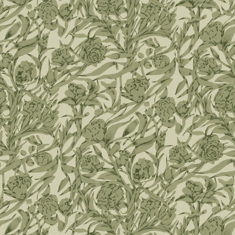 Wandervine - Botanical Wallpaper, Self-Adhesive, Sage Green, Peel & Stick