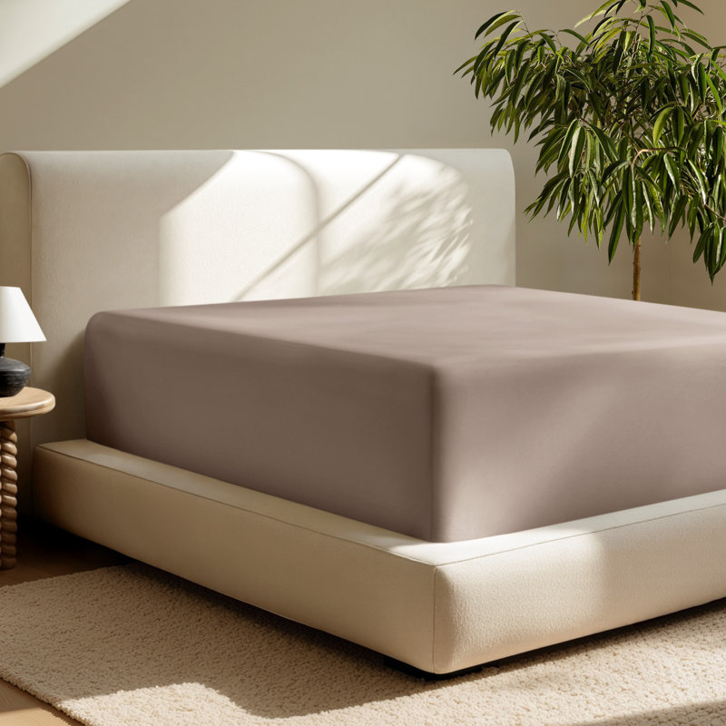 Extra Deep Microfiber Fitted Sheet, King Fitted Sheet, Taupe