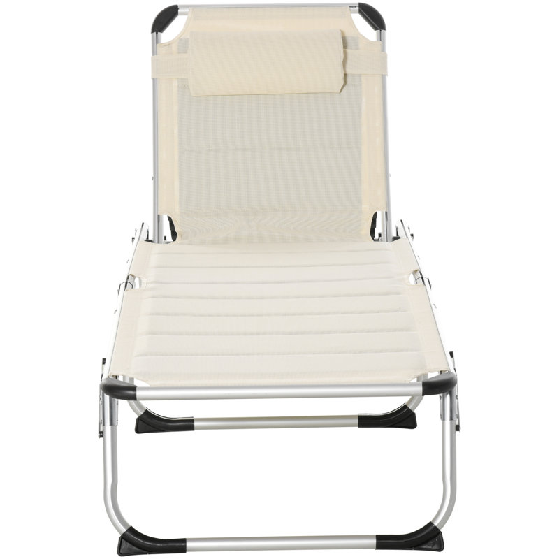 Serita Outdoor Aluminium Chaise Lounge, Outdoor Chaise Lounge, Lounge Chair, Foldable Outdoor Chaise Lounge Chair, Beige