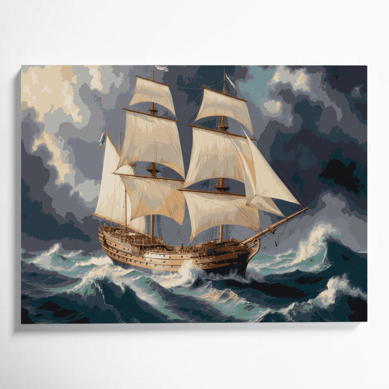 Art nautique gris sur toile nautique, H 20 po x l 30 po