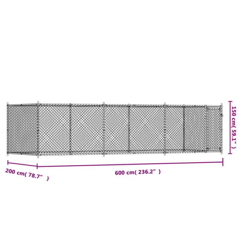 Alejandra 150cm H Steel Yard Kennel, 150 H x 600 W x 200 D cm