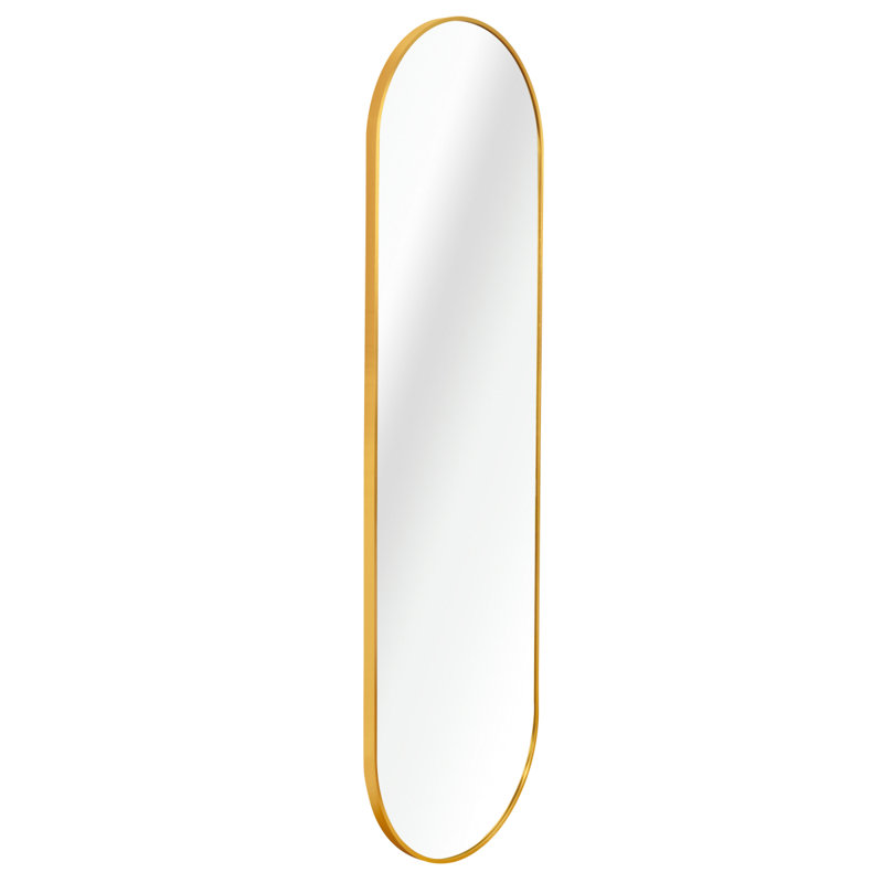 Gold 63 X 20IN Pill Shaped Full Lenghth Mirror Or Bathroom Mirror, Gold