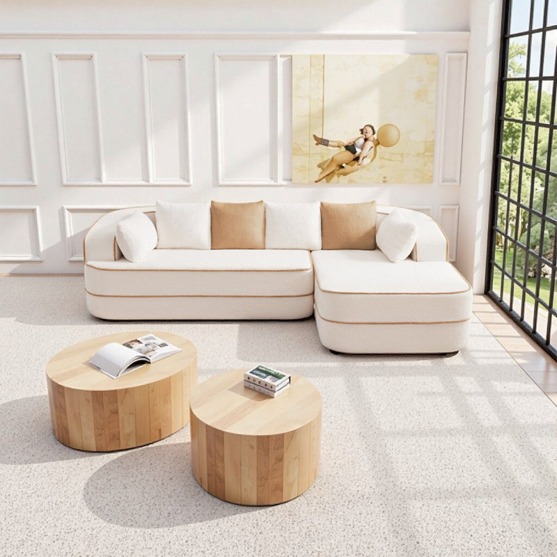 Canapé en velours modulaire Cloud-Like Teddy, Blanc