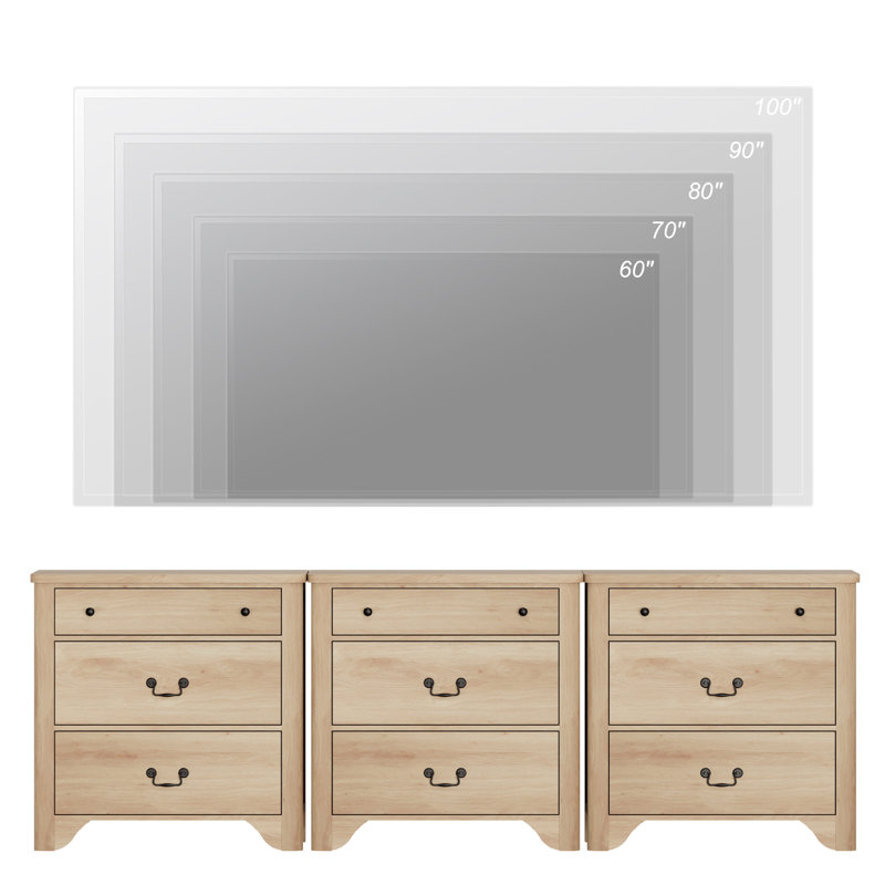 Haikey 3 Piece Dresser Set, 94.5" W 9 Drawer Dresser,3 IN 1 Farmhouse Dresser, Nightstand, Side Table, Bedside Cabinet For Bedroom, Living Room