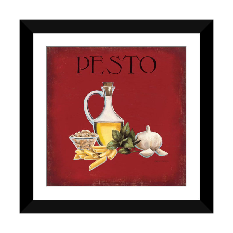« pesto », impression sur toile, H 16 po x l 16 po x P 1 po, Papier avec cadre noir, Blanc