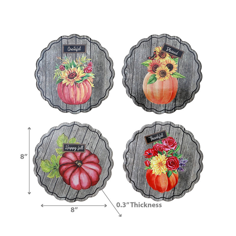 Ensemble de 4 citrouilles rondes en céramique