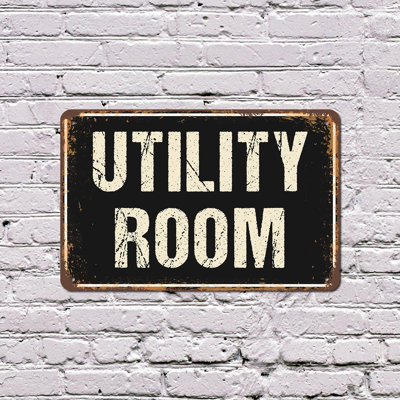 Utility Room Street 10 Inch x 14 Inch Plastic Sign