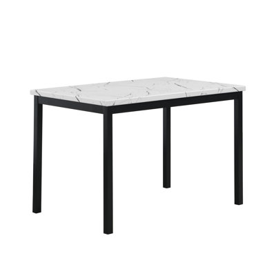 Lynnhaven Dining Table with Laminated Faux Marble Top and Metal Legs