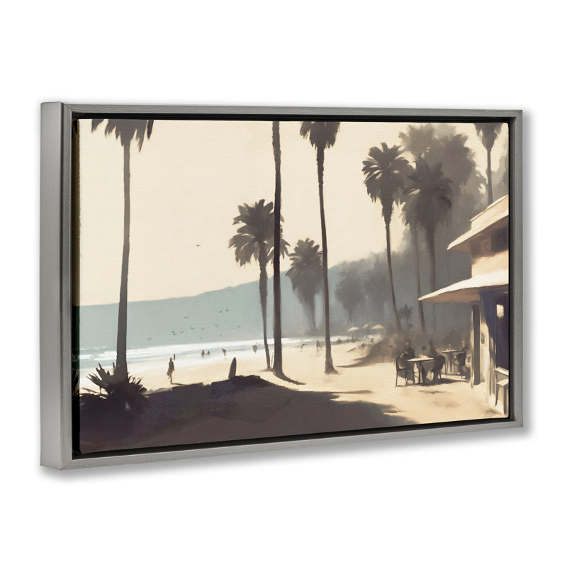  Toile flottante encadrée «Pink Canopy Beach» par Noah Bay, H 21 po x l 31 po, Cadre flottant gris lustré