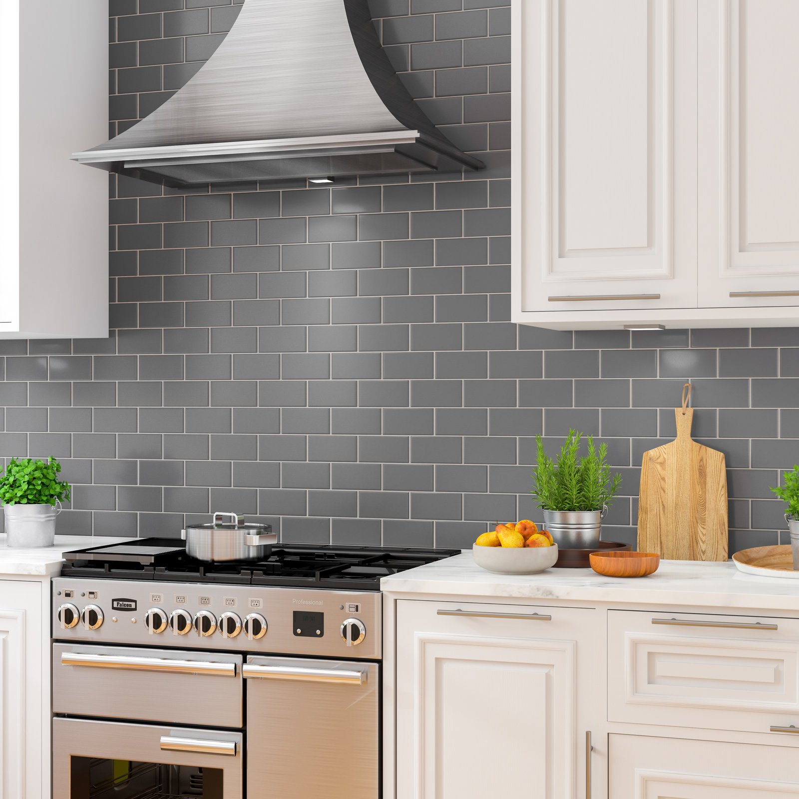 Guilford 3" x 6" Ceramic Subway Wall & Floor Tile, Matte Desert Gray
