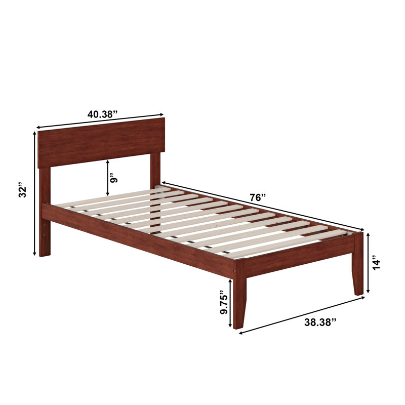 Farrah Solid Hardwood Platform Bed , Walnut, Twin