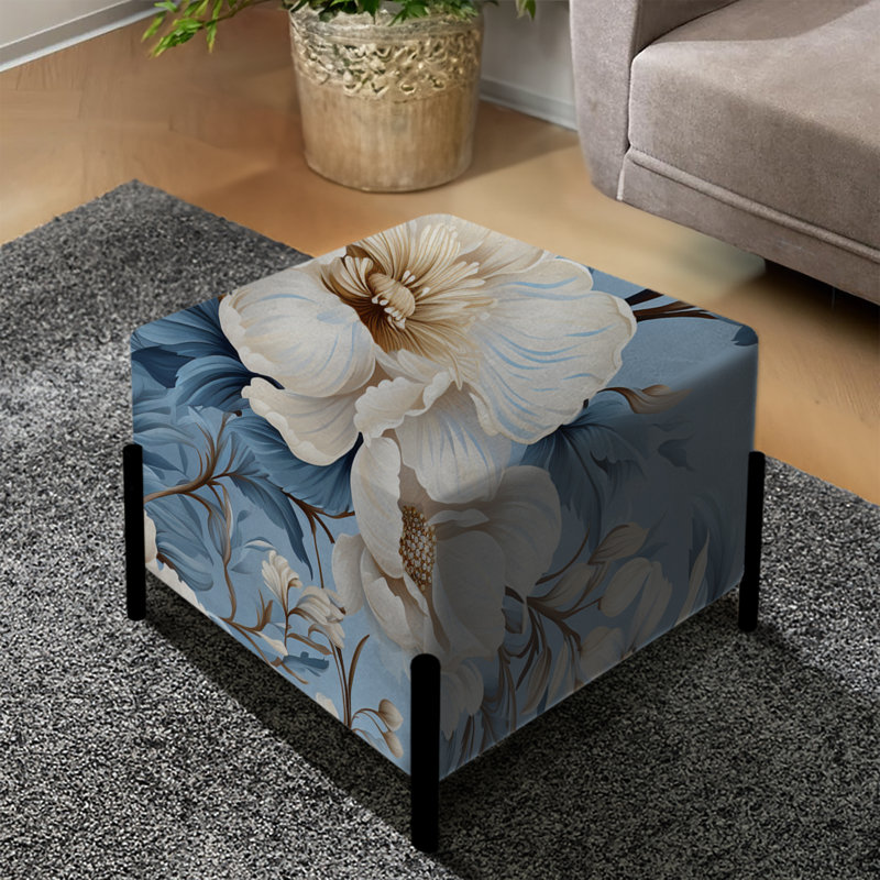 Ethereal Rococo Flourish Victorian Pattern VII - Floral Square Ottoman