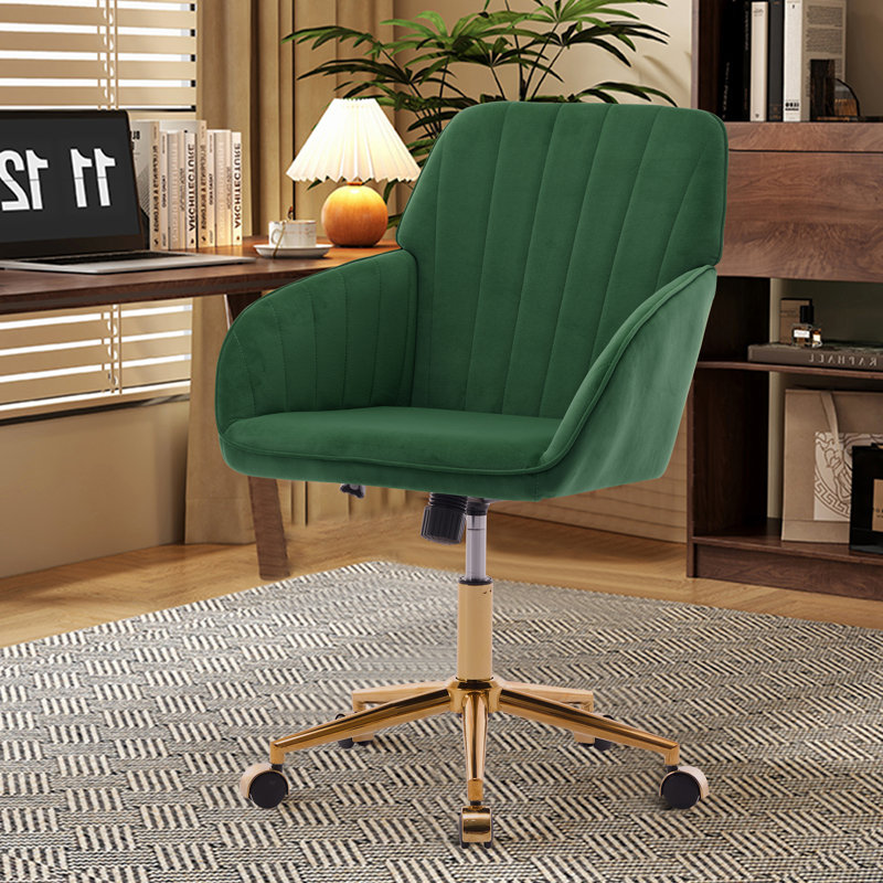 Chaise de bureau réglable TY, Vert, Doré