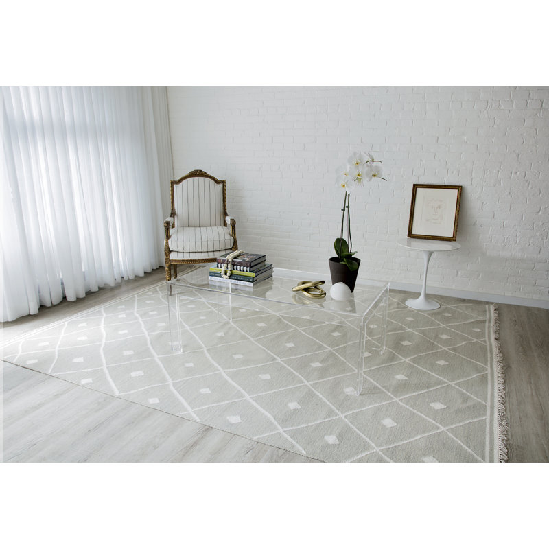 Thompson Wool Geometric Area Rug in Gray, Runner 2'3" x 8'