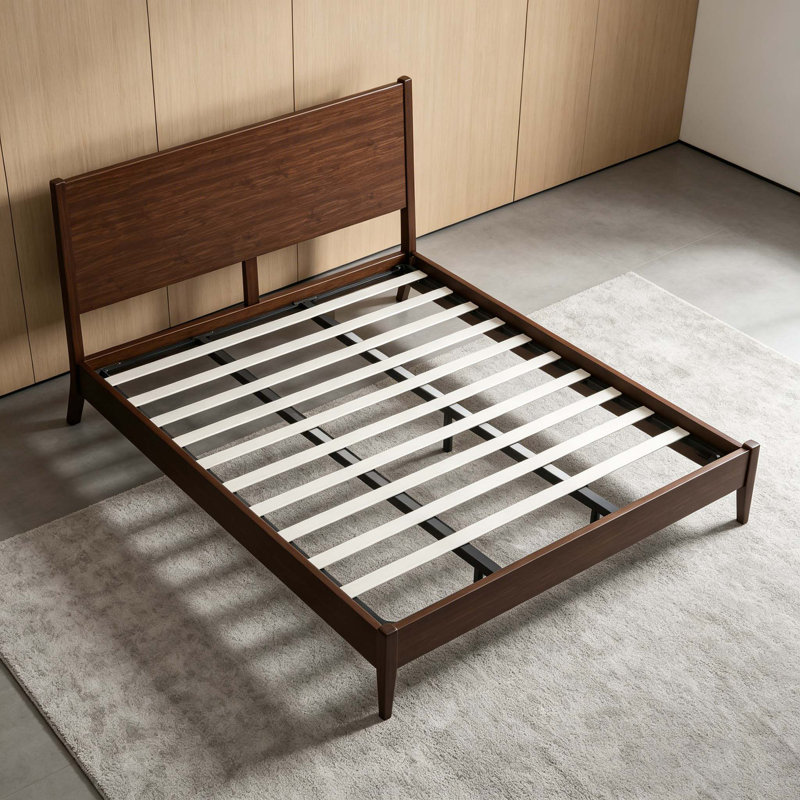 Lit plateforme en bois de bambou massif, Queen, Chocolate