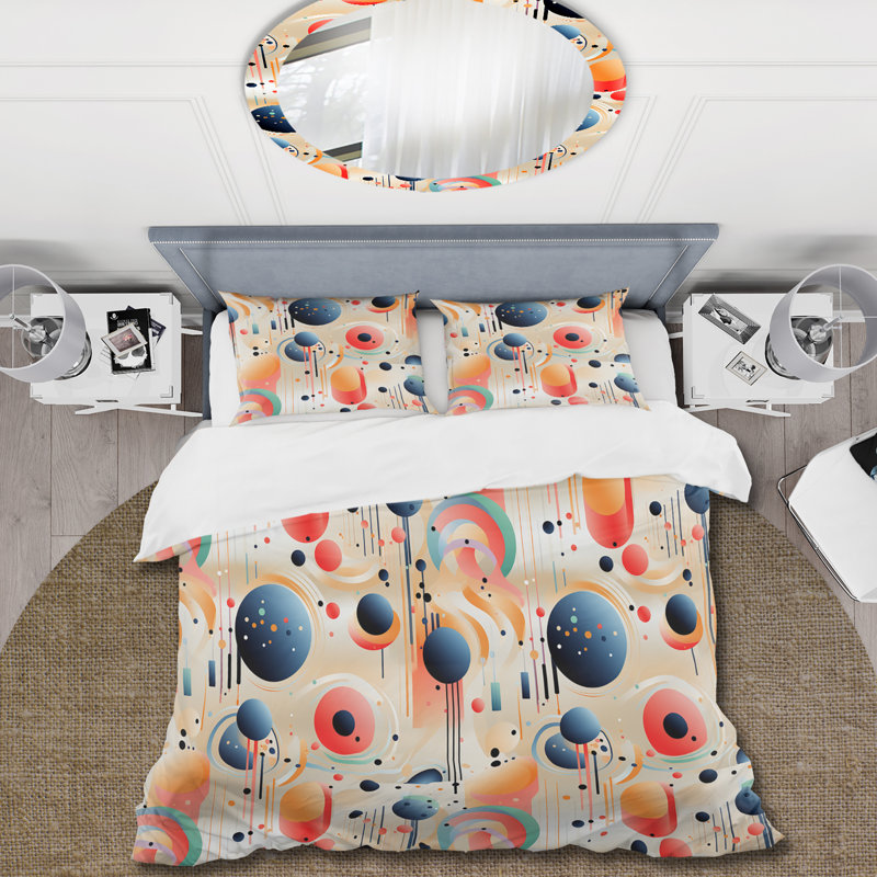 Literie Futurist Polka Nexus I, Housse de couette simple + 1 taie décorative stan