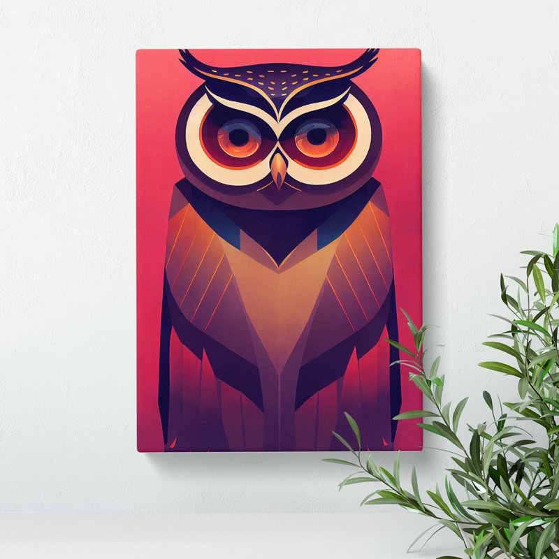 XV1022-4864X Unique Owl Art No.3 Abstract - - Wall Art, Wrapped Canvas, 50cm H x 35cm W, No Matte