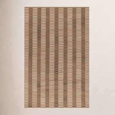 Acerra Beige Hand-Woven Striped Outdoor Rug