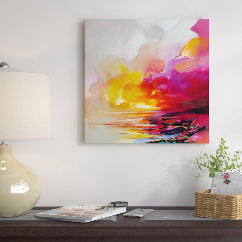 Abat-jour magenta, reproduction d’art sur toile tendue, H 37 po x l 37 po x P 1,5 po