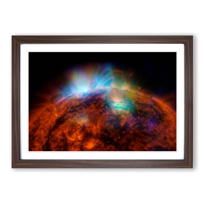 Light of the Sun in Abstract - Picture Frame Graphic Art Print, 62cm H x 87cm W x 2cm D, Walnut Framed